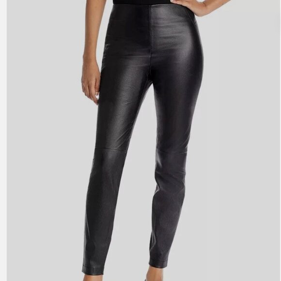 Lafayette 148 New York Pants - Lafayette 148 New York Women's Black Leather Ankle Leggings Pants Size L